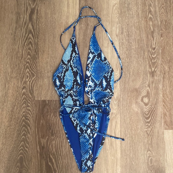 Snake Print Deep-V Top main image 0